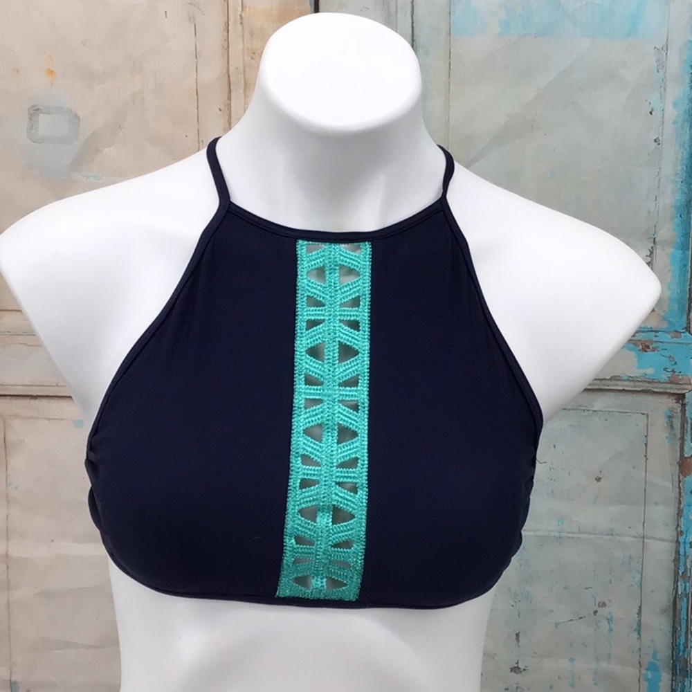 Aerie Blue Med Crop Bikini Top
